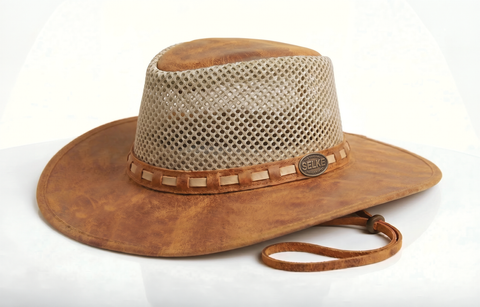 Distressed Leather / Mesh Hat