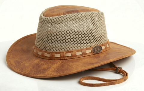 Distressed Leather / Mesh Hat