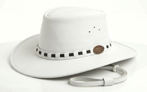 Elite White Leather Hat