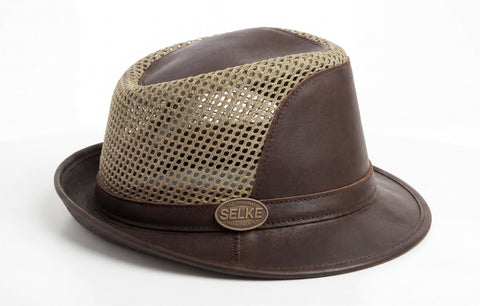 Brown Leather Visor Trilby