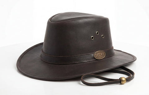 Full Grain Leather Hat with Band