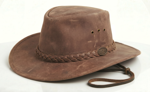 Stressed Brown Leather Hat